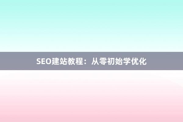 SEO建站教程：从零初始学优化